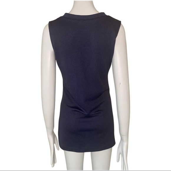 NIKE Vintage Athletic Tennis Tank Dress Coverup Navy With White Stripe V-Neck - Picture 2 of 12